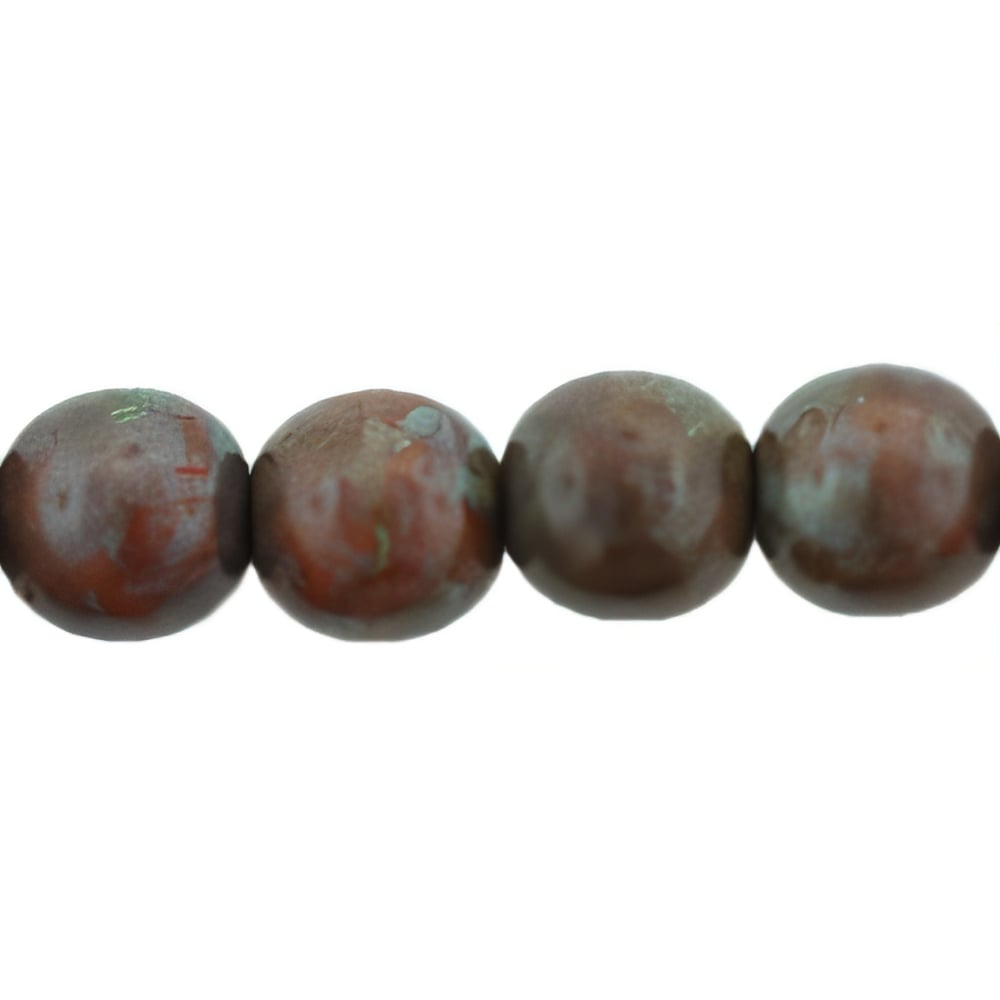 Czech Round Beads 6mm Brown Caramel - Picasso