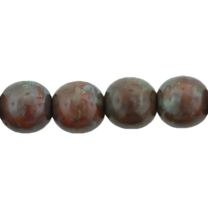 Czech Round Beads 6mm Brown Caramel - Picasso