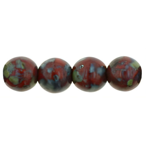 Czech Round Beads 6mm Opaque Red - Picasso (50pcs)