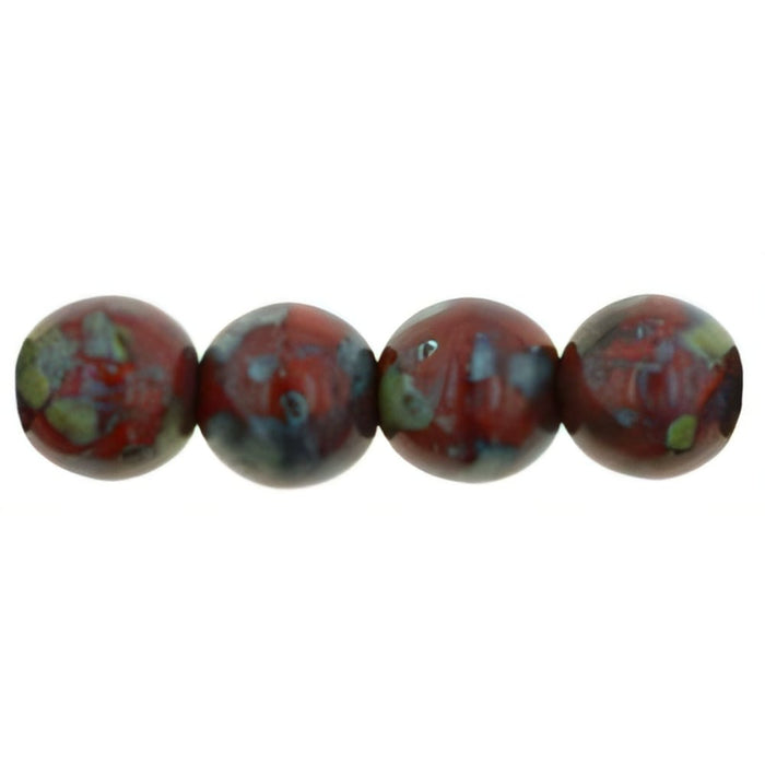 Czech Round Beads 6mm Opaque Red - Picasso (50pcs)