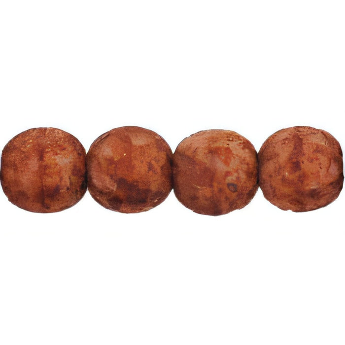 Czech Round Beads 6mm Pink Coral - Stone Picasso (50pcs)