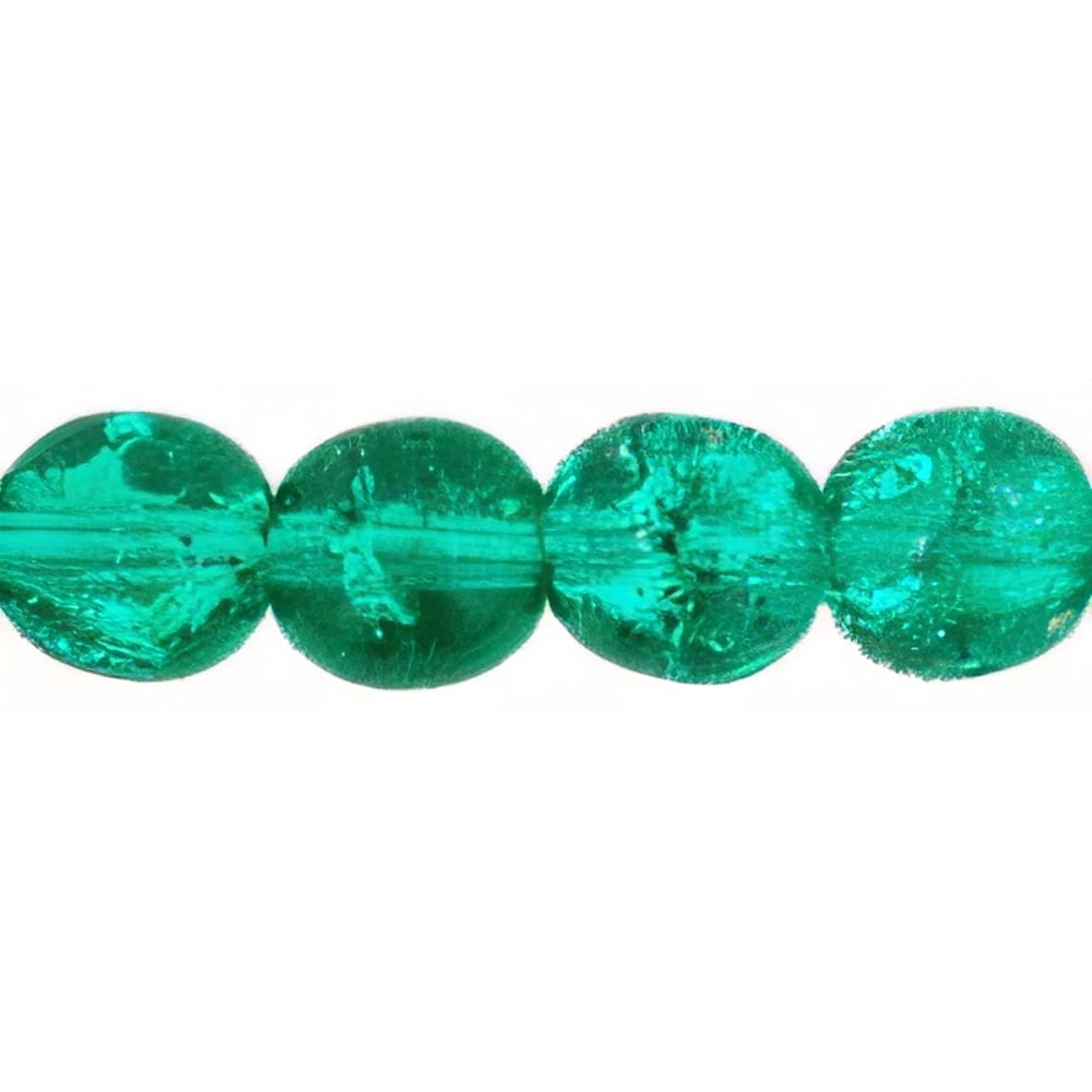 Czech Round Crackle Beads 6mm Emerald (50pcs)
