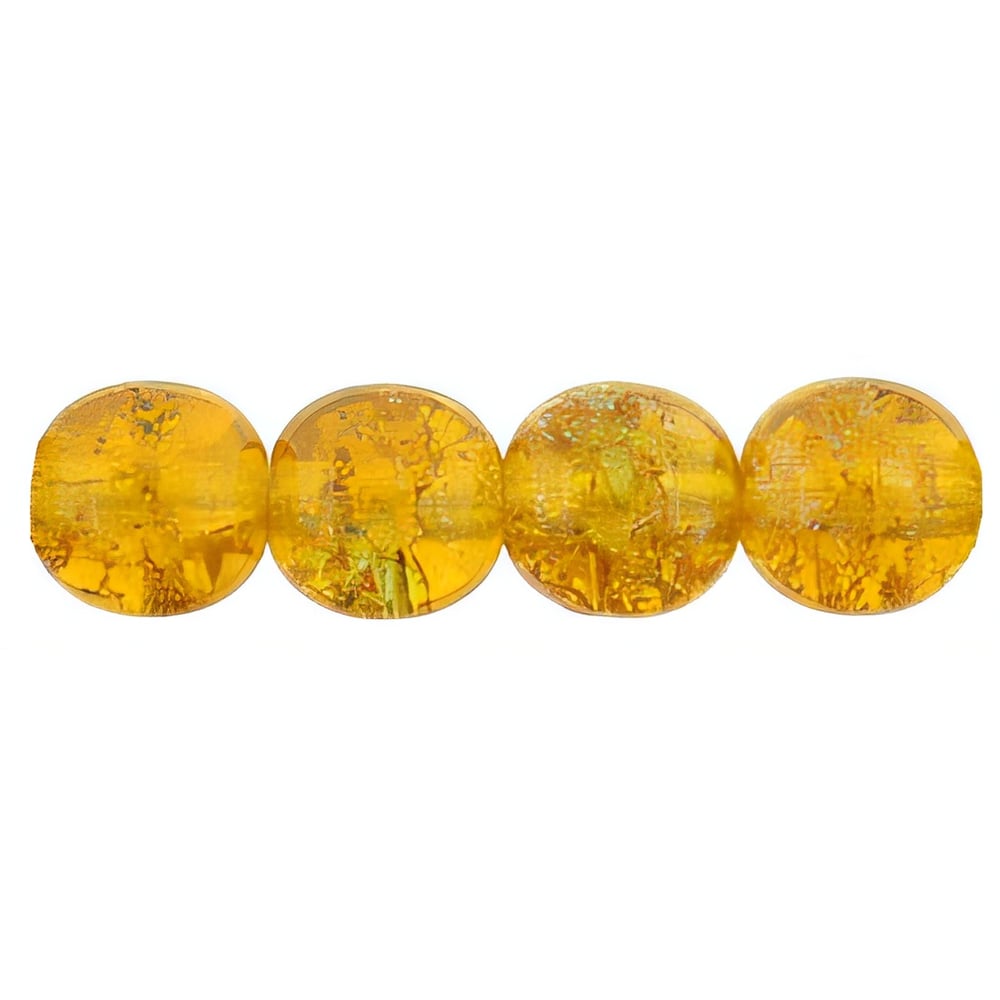 Czech Round Crackle Beads 6mm Topaz/Green (50pcs)
