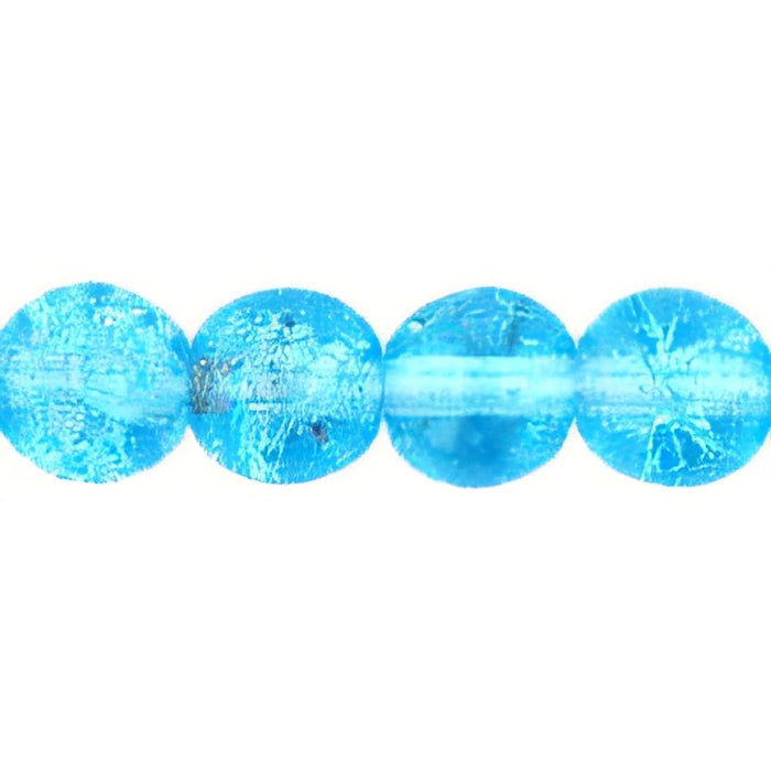Czech Round Crackle Beads 6mm Aquamarine (50pcs)