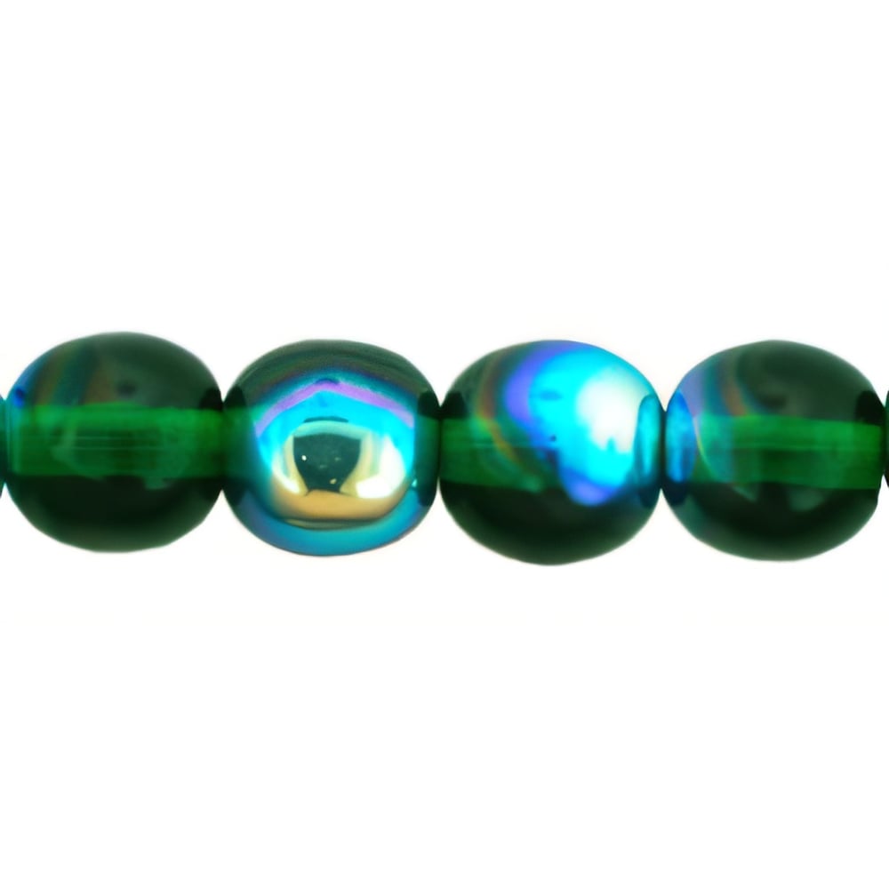 Czech Round Beads 6mm Green Emerald AB (50pcs)
