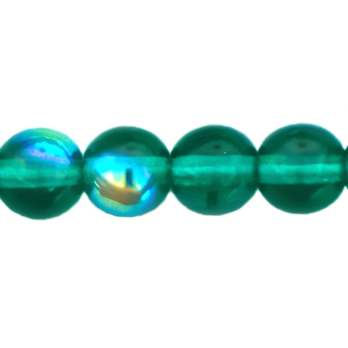 Czech Round Beads 6mm Emerald AB (50pcs)