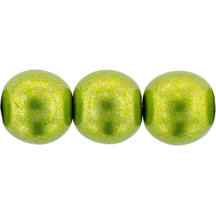Czech Round Beads 8mm ColorTrends: Saturated Metallic Lime Punch (25pcs)