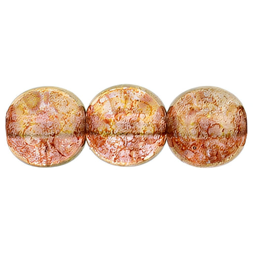 Czech Round Beads 8mm Luster - Transparent Topaz/Pink (25pcs)