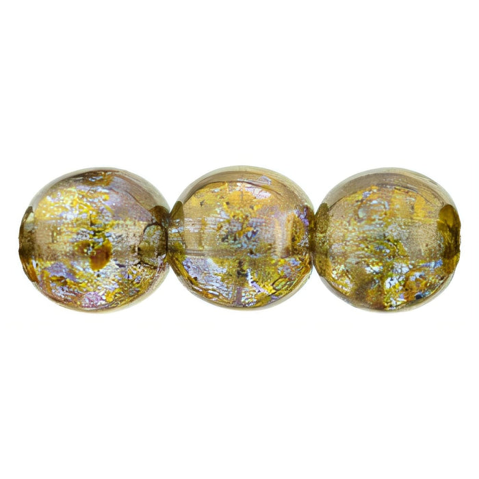 Czech Round Beads 8mm Luster - Transparent Gold/Smokey Topaz (25pcs)