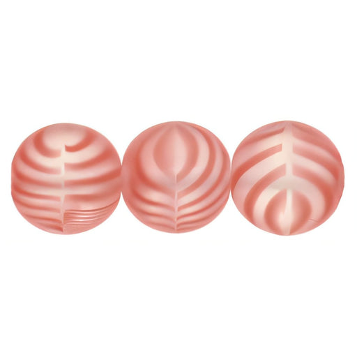 Czech Round Beads 8mm Matte - Crystal/Red Stripe (25pcs)
