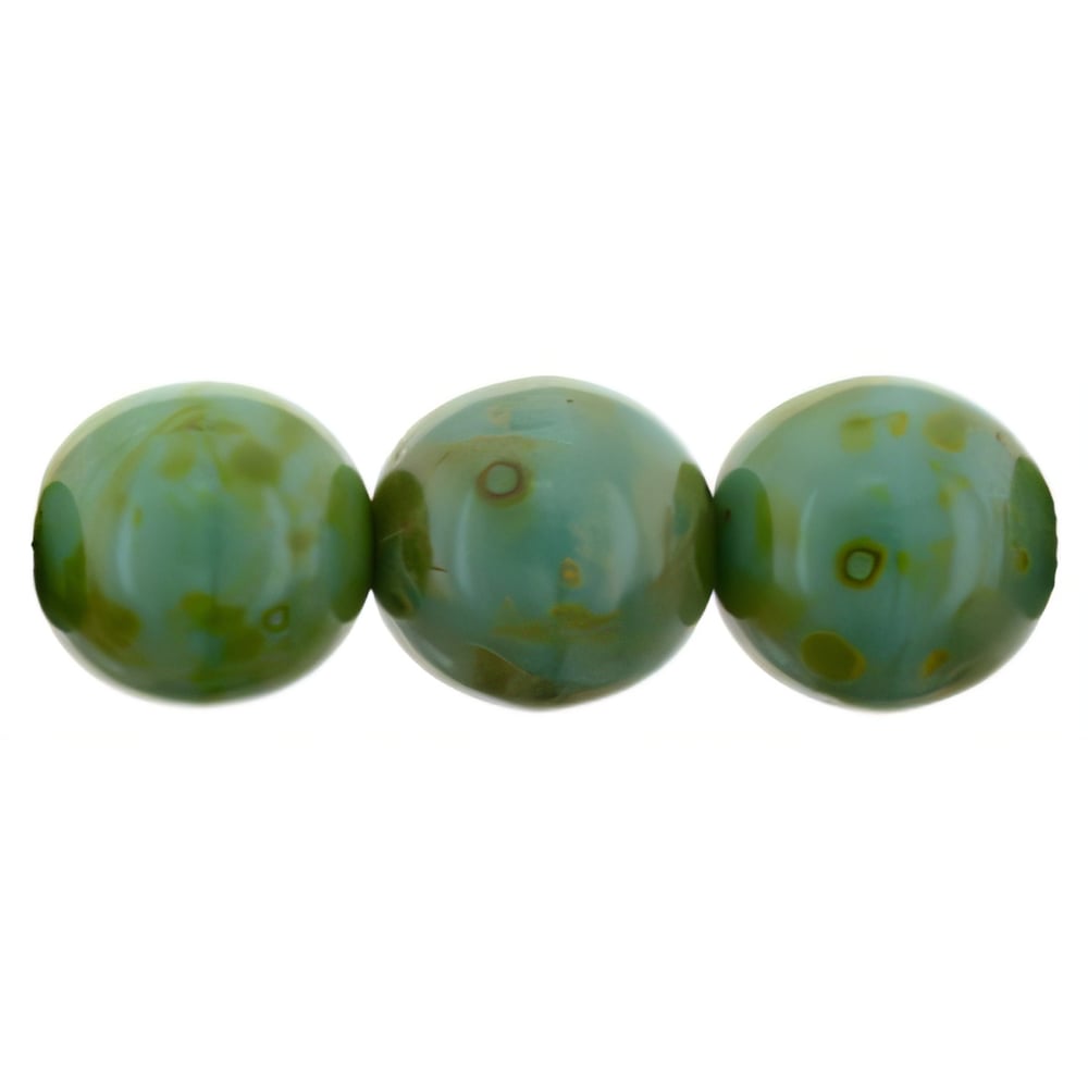 Czech Round Beads 8mm Opaque Turquoise - Picasso (25pcs)