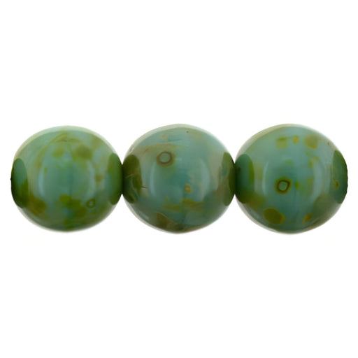 Czech Round Beads 8mm Opaque Turquoise - Picasso (25pcs)