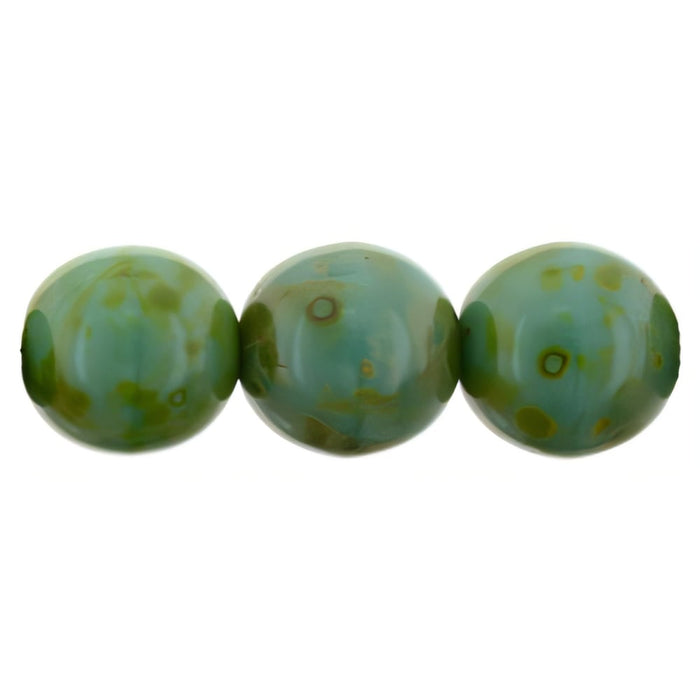 Czech Round Beads 8mm Opaque Turquoise - Picasso (25pcs)