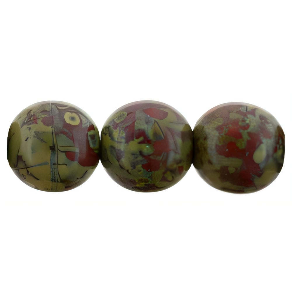 Czech Round Beads 8mm Opaque Red - Picasso (25pcs)