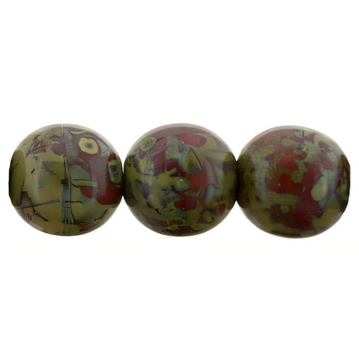 Czech Round Beads 8mm Opaque Red - Picasso (25pcs)