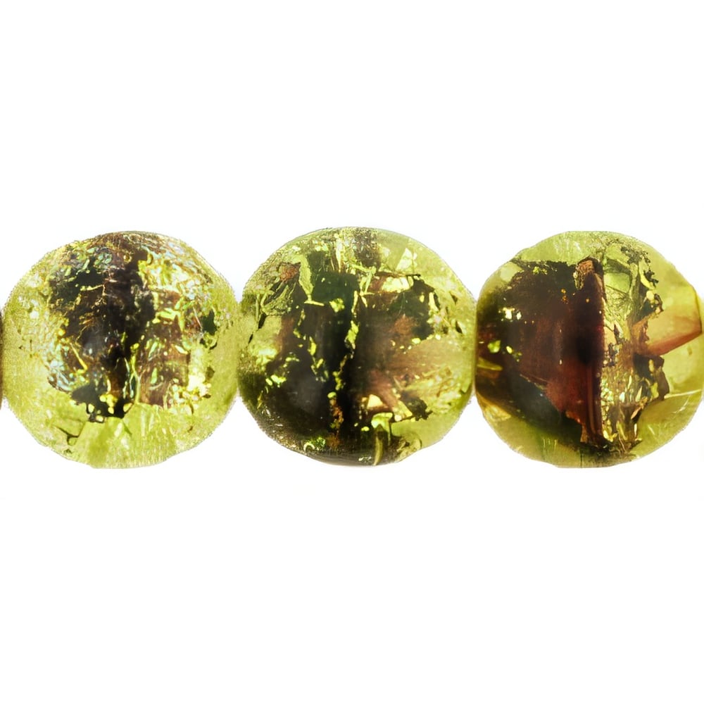 Czech Round Crackle Beads 10mm: Olivine/Amethyst (25pcs)