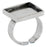 Sterling Silver Finger Ring Blank, Adjustable, Square Bezel, 15mm (Each)