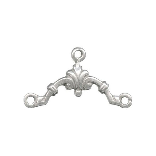 Sterling Silver Jewelry Connector, Art Deco Filigree, 3 Loop (1 Piece)