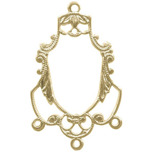 27x17mm Brass Filigree, Victorian, 4 Loops (12 Pieces)