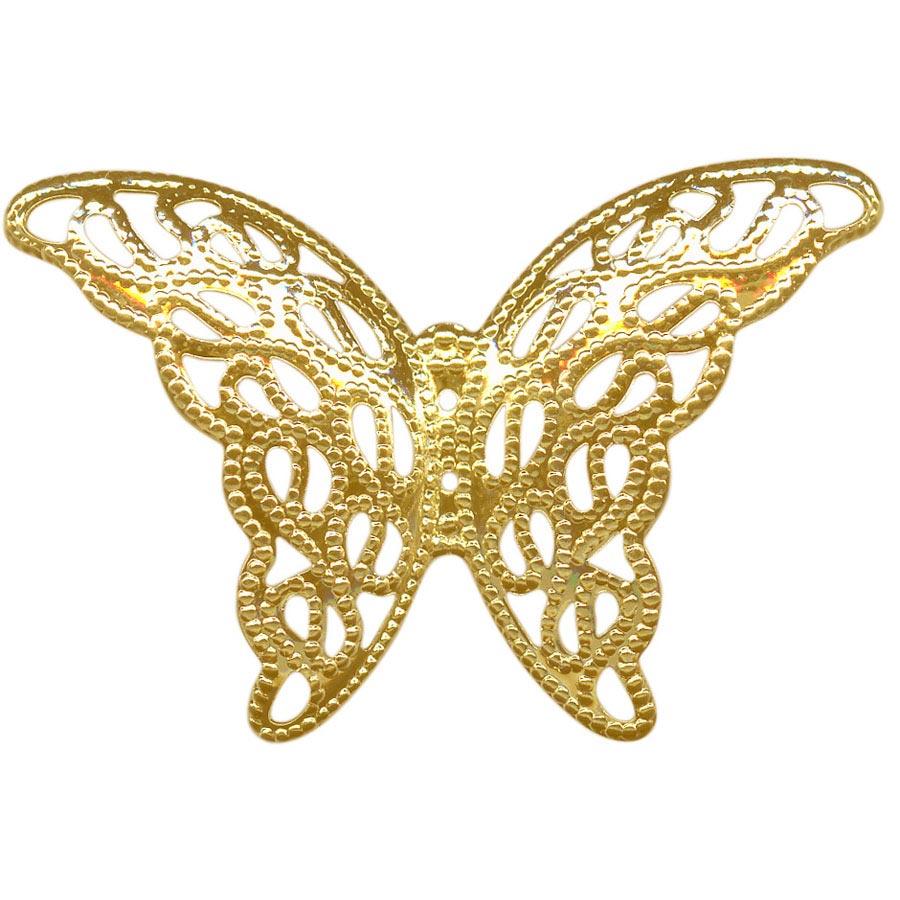 27x39mm Gold Plated Filigree, Butterfly Wing