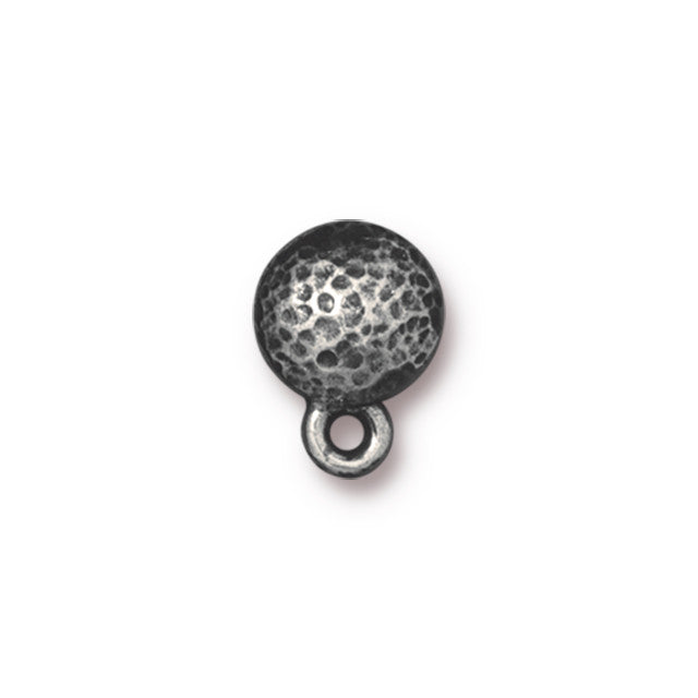 Earring Posts, Hammered Round 9mm, Antiqued Pewter, by TierraCast (1 Pair)