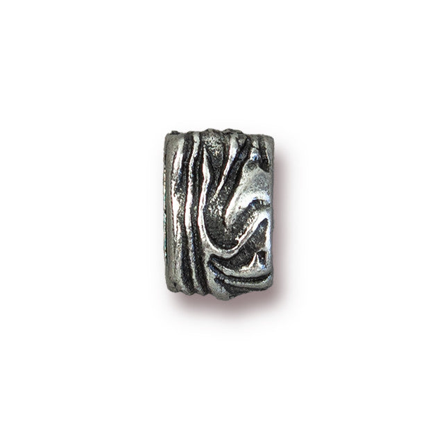 Crimp Bead, Large Jardin Barrel 6x2mm, Antiqued Pewter, by TierraCast (2 Pieces)