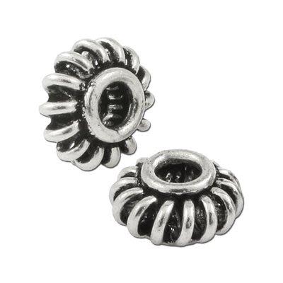 10.5mm Silver Plated Bali Style Rondelle Large Hole Beads (5 Pieces)