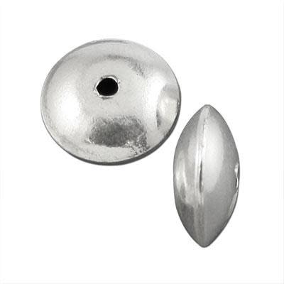 12mm Silver Plated Bali Style Smooth Rondelle Beads (5 Pieces)