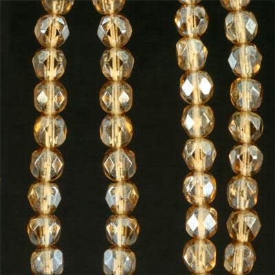 4mm Czech Fire Polish Light Topaz Beads