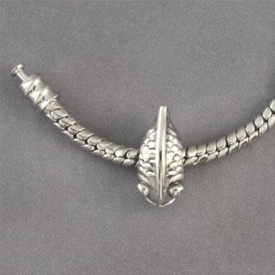 15mm Fish Large Hole Bead - Rhodium Plated (2 Pieces)