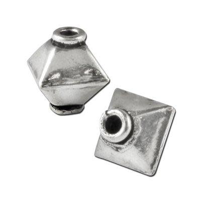 10mm Silver Plated Bali Style Diamond Shaped Beads (5 Pieces)