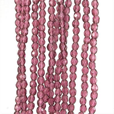 3mm Czech Fire Polish Amethyst Beads