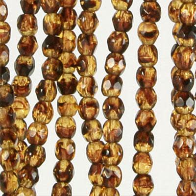 6mm Czech Fire Polish Tortoise Beads