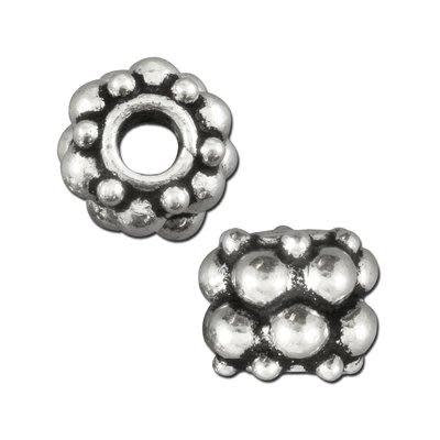 9mm Silver Plated Bali Style Round Large Hole Bead - 5 Pack