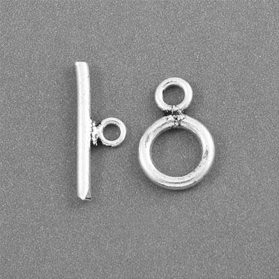 8mm Silver Plated Simple Round Bali Style Toggle Clasp (5 Sets)