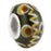 13mm Black with Brown Large Metal Hole Glass Beads (3 Pieces)