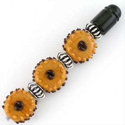 15mm Milk Chocolate Designer Truffel Round Candy Lampwork Beads-Large Hole (5 Pieces)