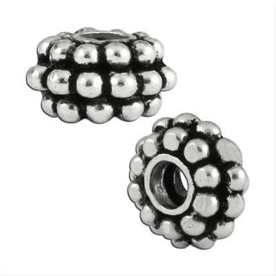 12mm Silver Plated Triple Beaded Bali Style Large Hole Spacer (5 Pieces)