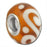 13mm Amber with White Pattern Rondelle Large Metal Hole Glass Beads (3 Pieces)