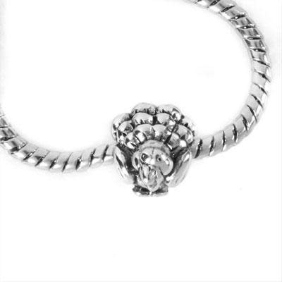11mm Turkey Large Hole Bead - Rhodium Plated (2 Pieces)