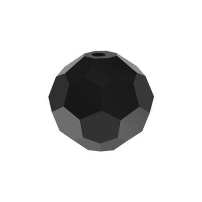 8mm Jet Round 32-Facet Crystal Glass Beads