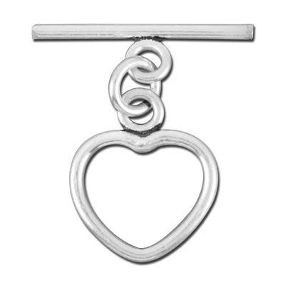 19mm Silver Plated Bali Style  Heart Toggle Clasp