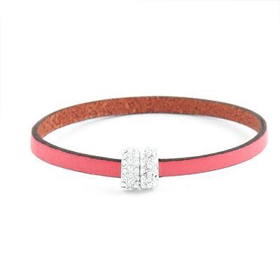 Small Silver Rhinestone Magnetic Clasp for 5mm Flat Leather