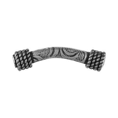 20mm Silver Plated Bali Style Small Curved Barbell Tube Bead (5 Pieces)