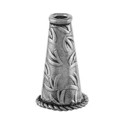 21mm Silver Plated Bali Style Etched Pattern Cone