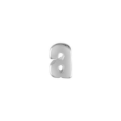 6mm Silver Rhodium Plated Lowercase A - Alphabet Initial Beads