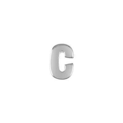 6mm Silver Rhodium Plated Lowercase C - Alphabet Initial Beads