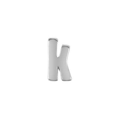 7mm Silver Rhodium Plated Lowercase K - Alphabet Initial Beads