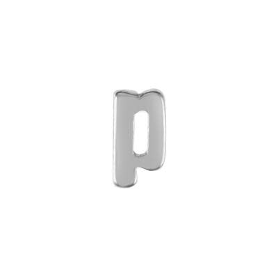 8mm Silver Rhodium Plated Lowercase P - Alphabet Initial Beads