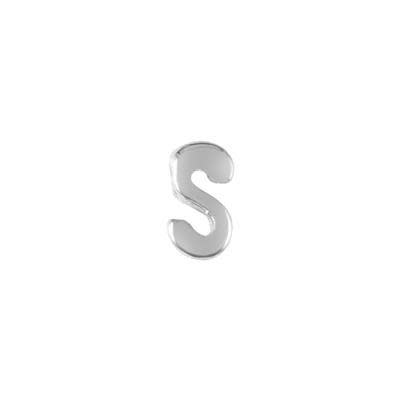 7mm Silver Rhodium Plated Lowercase S - Alphabet Initial Beads